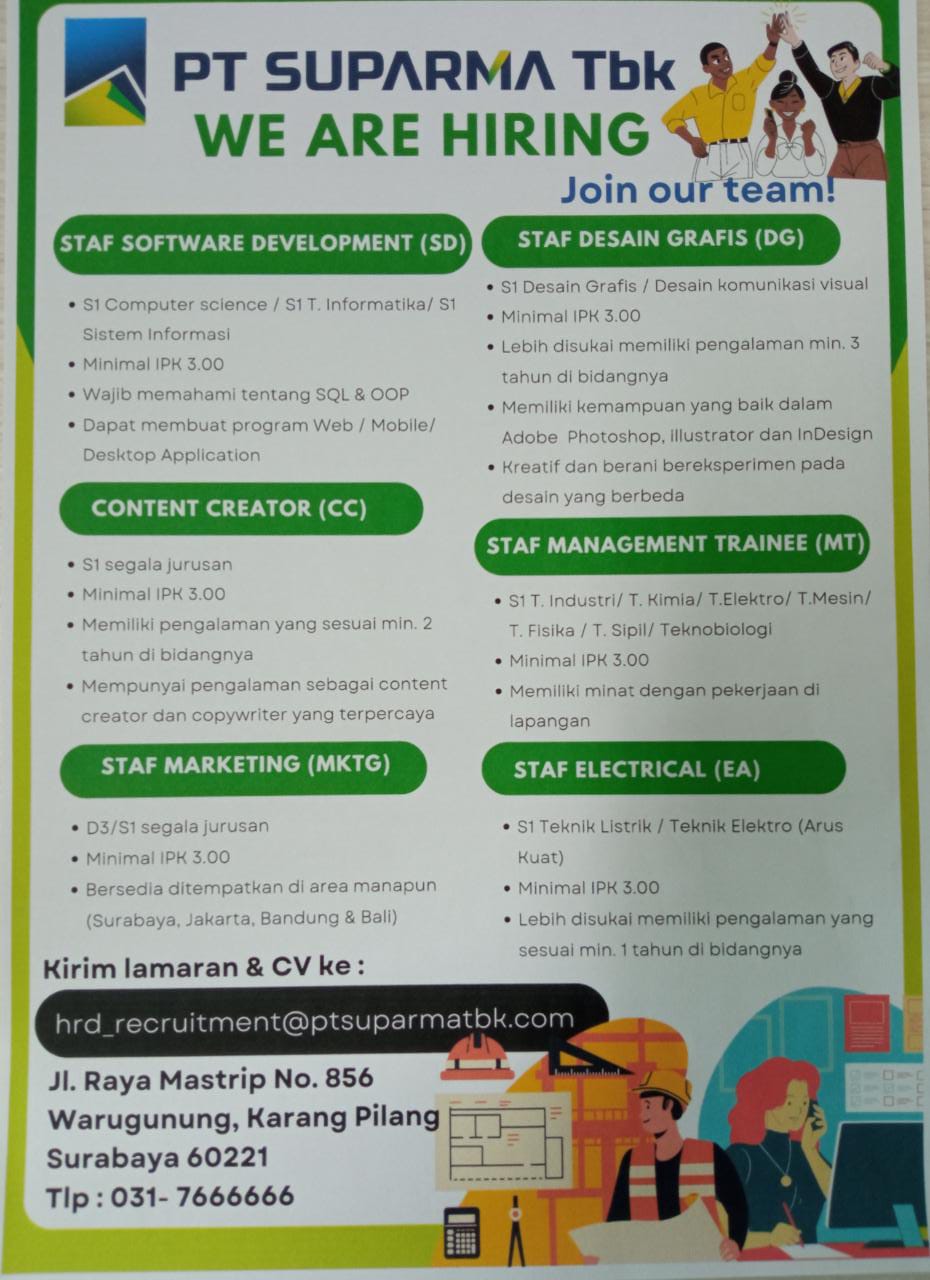 Lowongan Kerja PT SUPRAMA Tbk