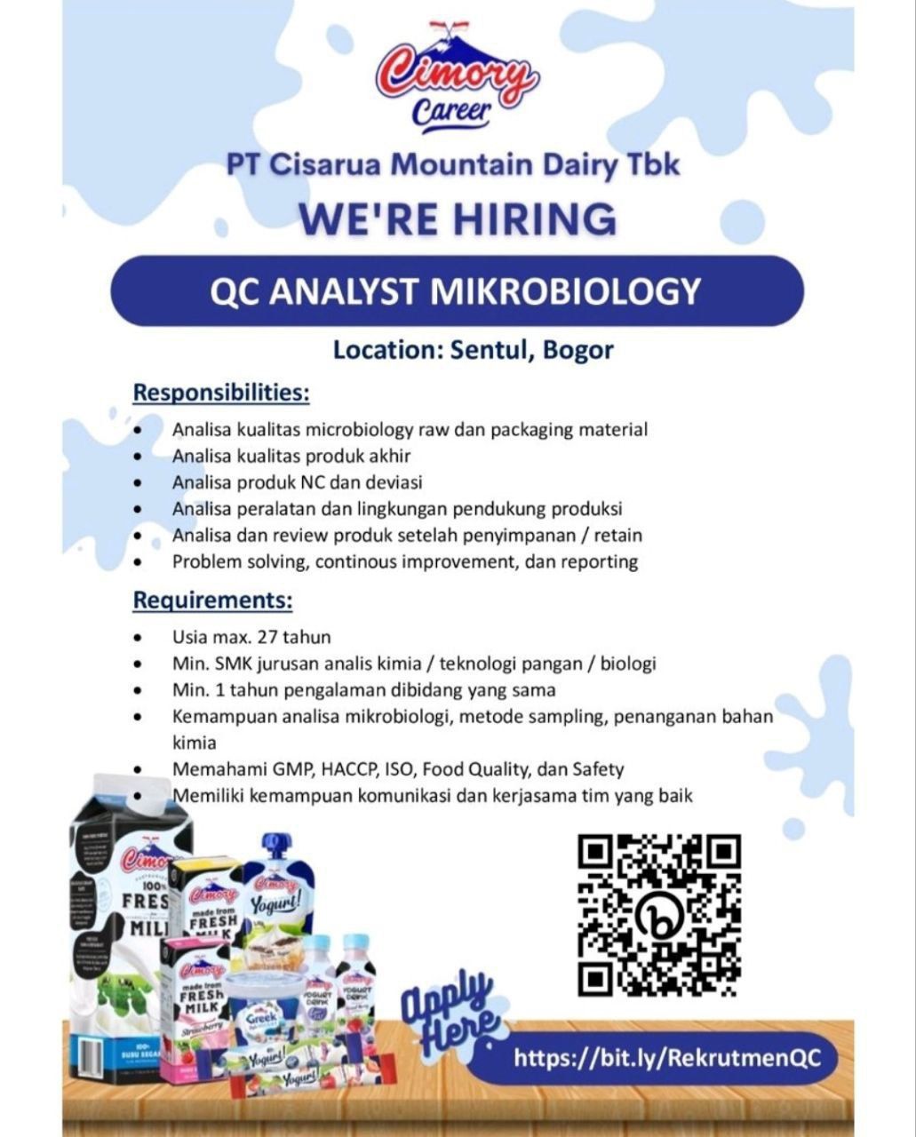 Lowongan Pekerjaan PT Cisarua Mountain Dairy Tbk