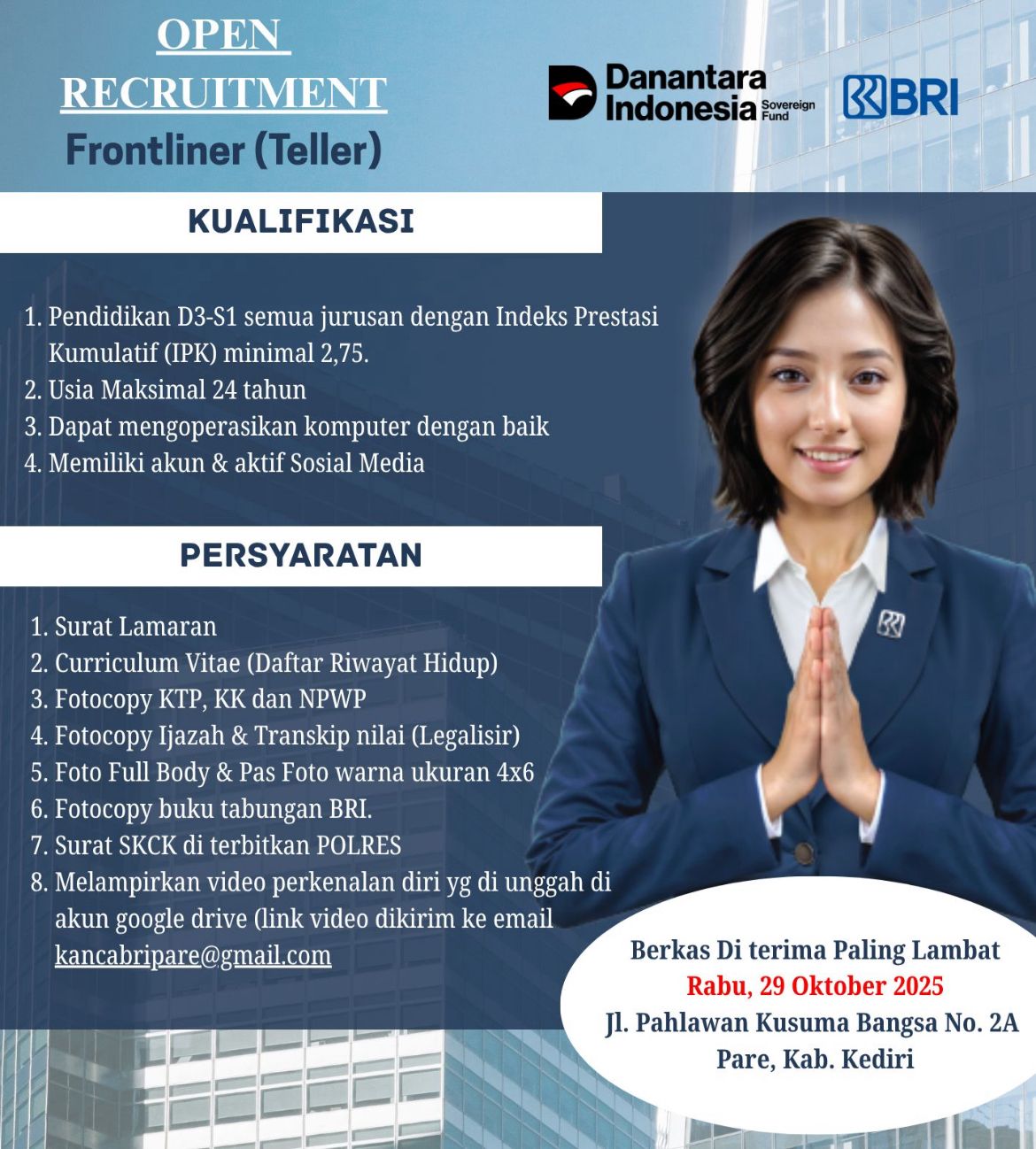 Lowongan Kerja BRI Kab. Kediri