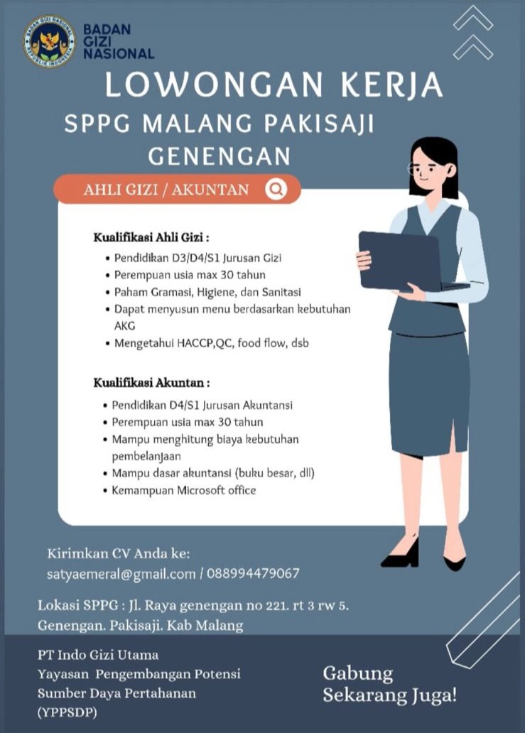 Lowongan Kerja Badan Gizi Nasional Pakisaji