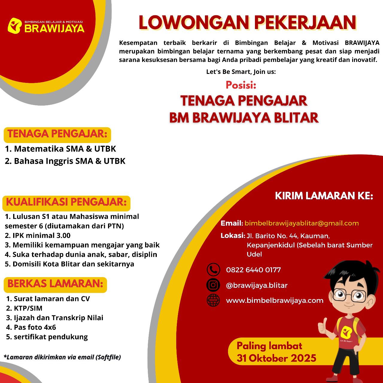 Lowongan Kerja Bimbingan Belajar Brawijaya Blitar