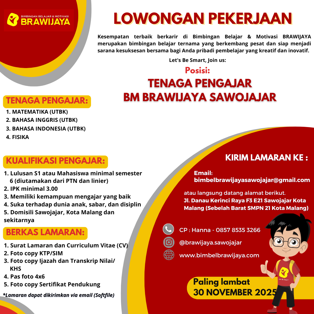 Lowongan Kerja Bimbingan Belajar Brawijaya Sawojajar