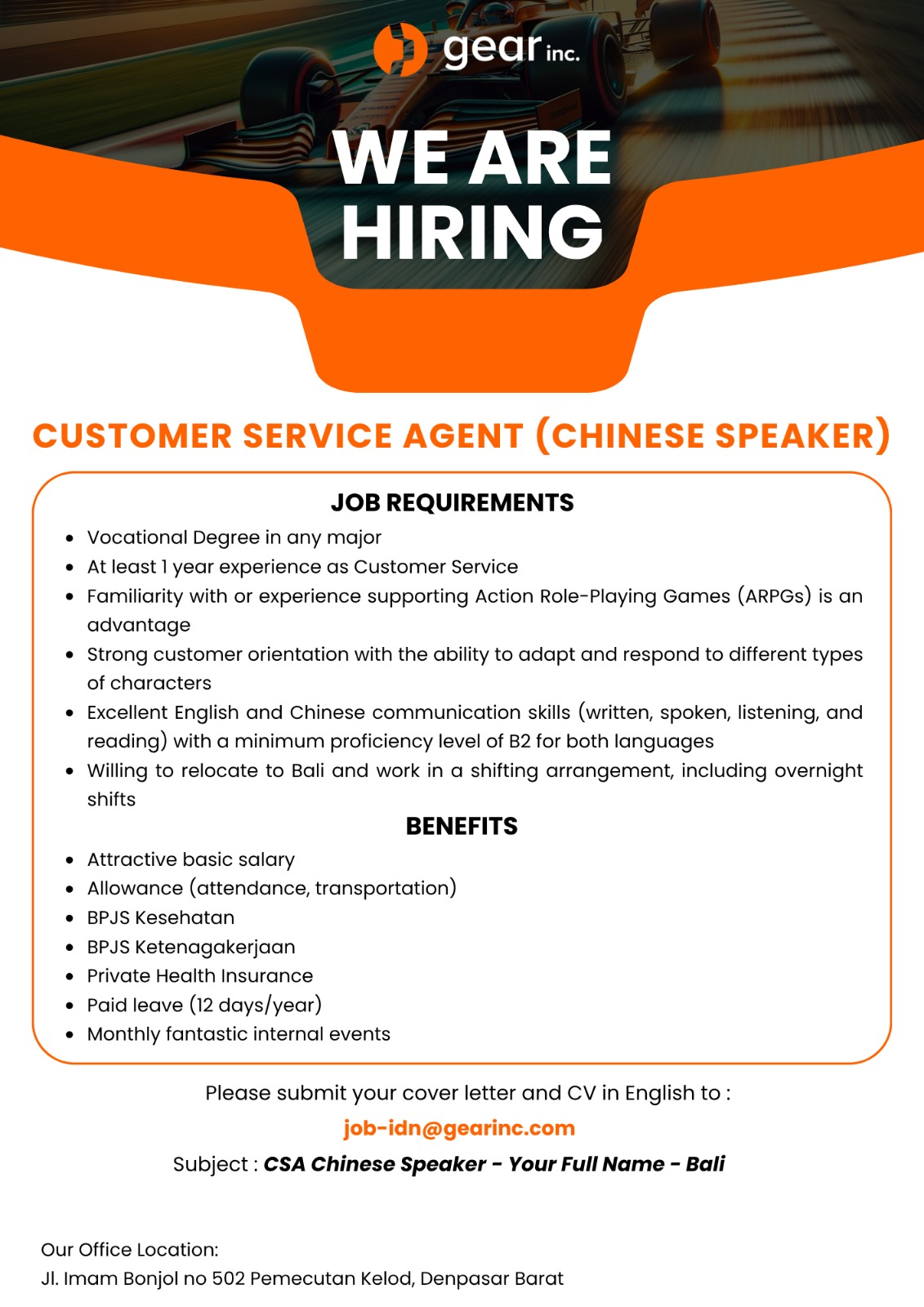 Lowongan Kerja Gear inc.