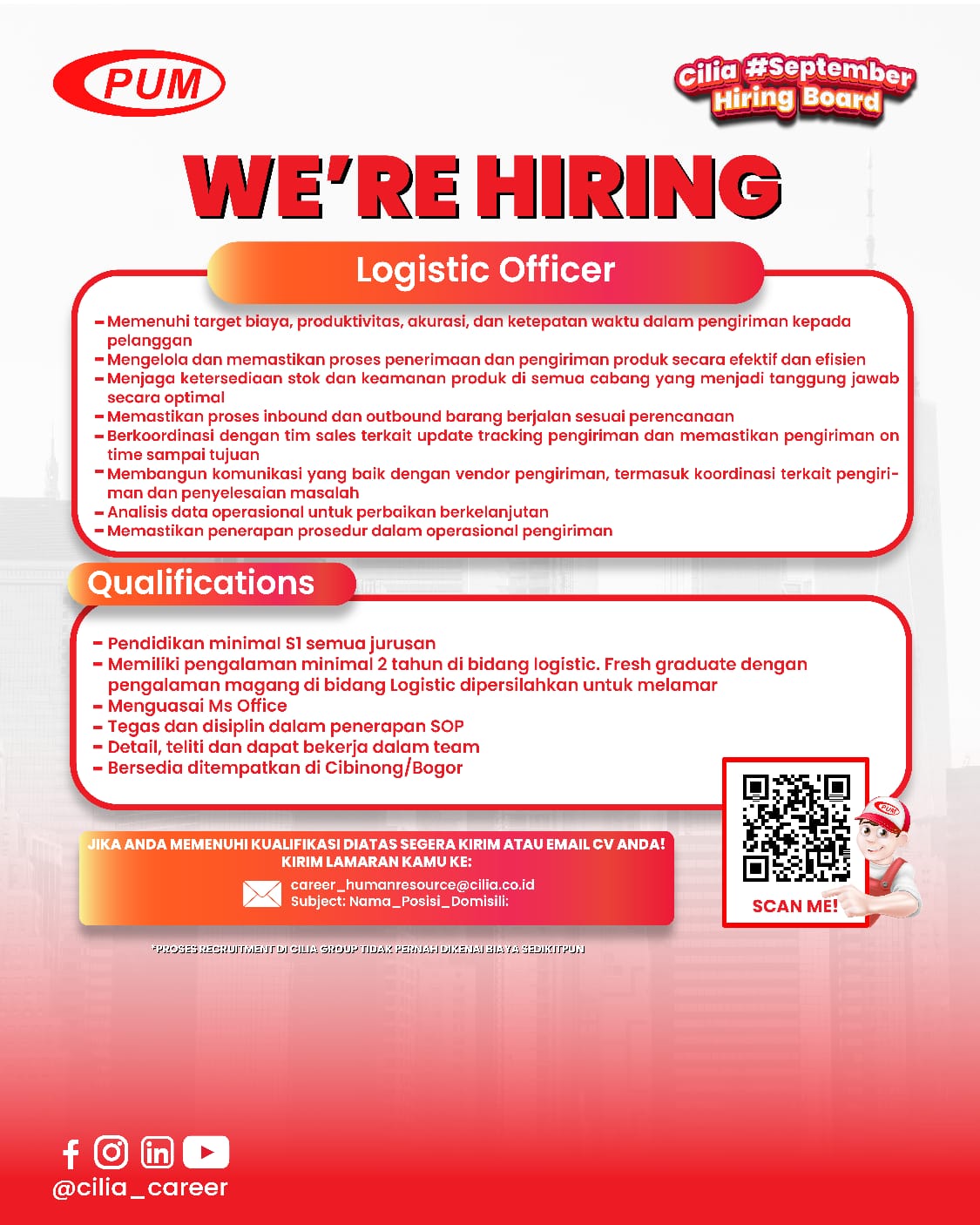 Lowongan Kerja PT. Cilia Prisma Utama Makmur