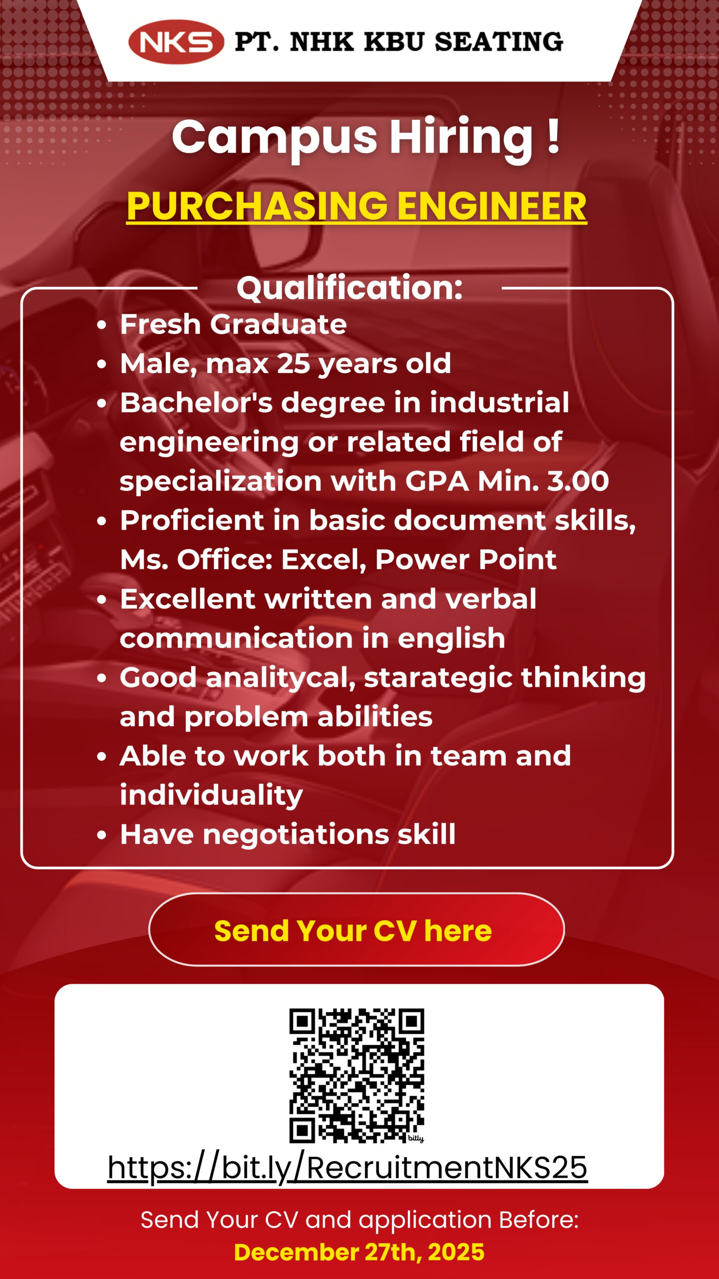 Lowongan Kerja PT. NHK KBU SEATING