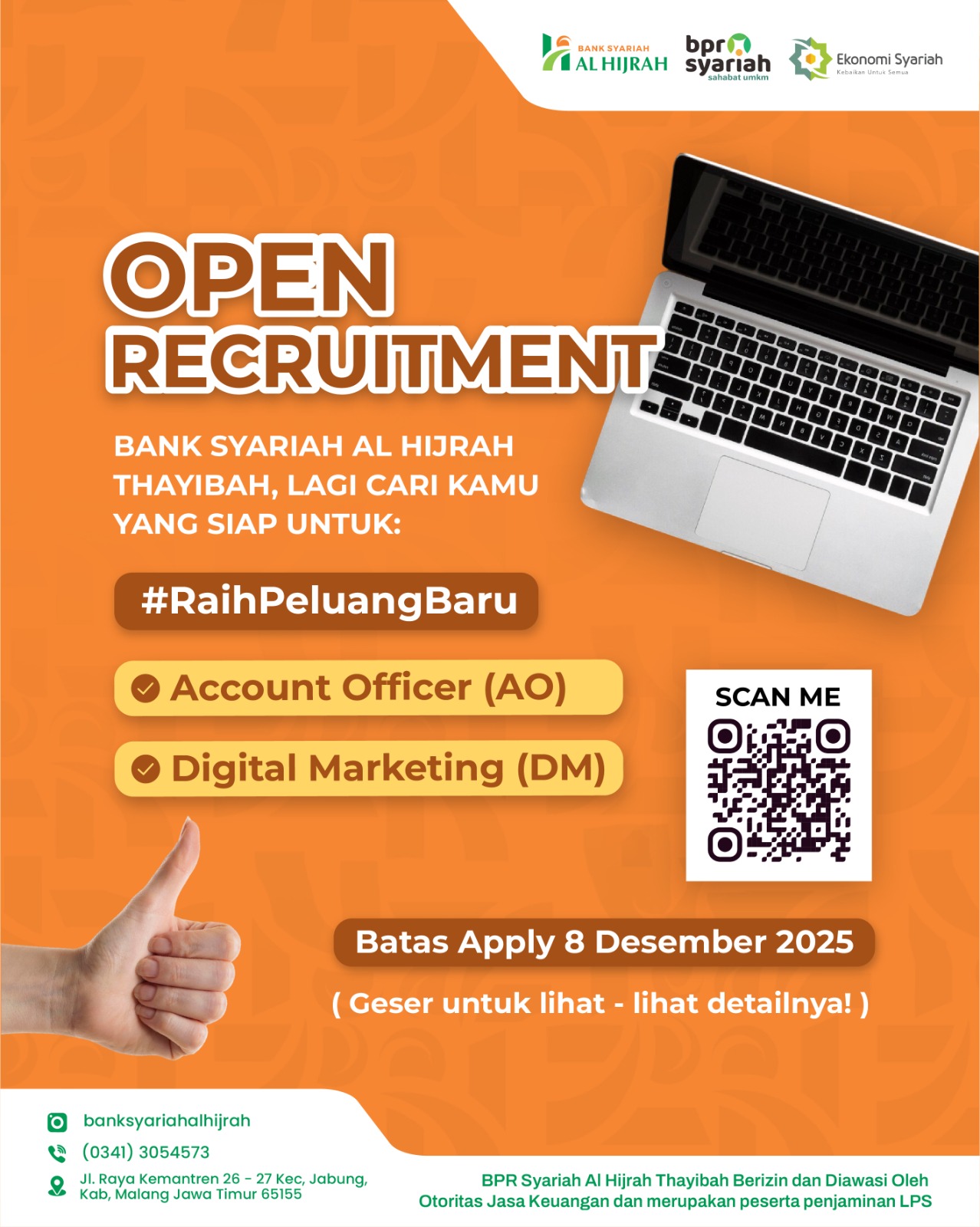Lowongan Kerja PT. BPR Syariah Al Hijrah Thayibah